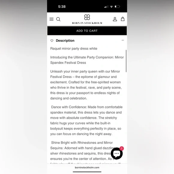 Born in Stockholm Raquel Mirror Dress White (NWT) Perfect for BURNING MAN! - Picture 6 of 8